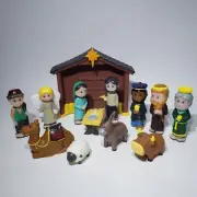 Set of 13 Hobby Lobby Kids Christmas Nativity Set Manger Scene 4" Figures