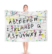Christmas Lights Alphabet Flannel Blanket Soft Warm Lightweight Throw - 50"x40"