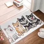 Shiba inu Bath Mat Squad Doormat Kitchen Carpet Outdoor Rug Home Decor