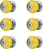Ceramic Knob,Cabinet,Furniture Pull Handles,Door Pull,Drawer Pull Handle,6pcs Ceramic Knobs Drawer Knob Round Pull Handle Home Door Cabinet Cupboard Wardrobe Dresser Replacement Yellow