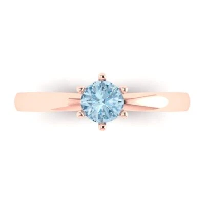 0.5Ct Round Cut, Gemstone Solitaire Promise Ring Rose Gold, Anniversary Gift