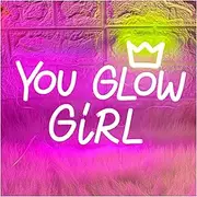 Sign Lamp You Glow Girl Neon Sign LED Light for Wall Decor USB Powered for Wedding Engagement Bedroom Sign Illuminated