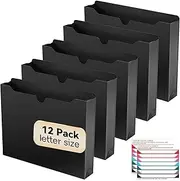 NORDUN Plastic File Jackets Letter Size,12 Pack Reinforced Manilla File Pocket Folders, Heavy Duty File Folders with Straight Cut Tab,2 Inch Expanding File Folder for Documents,File Pockets