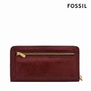 【FOSSIL 官方旗艦館】Logan 多夾層真皮拉鍊長夾-紅木色漆皮 SL10016631(母親節)