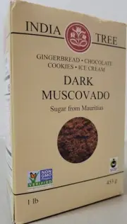 India Tree Dark Muscovado Sugar 1 lb Pound Box Unrefined Brown Baking Mauritius