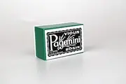 Paganini Violin Rosin – Amber, Low Dust, Economical Oblong Rosin Cake with Book-Style Cloth Cover – Natural Violin Bow Rosin Made in Germany for Students and Beginners