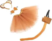 SAFIGLE 1 Set Monkey Costume Tutu Skirt Ear Headband Tail Bowtie Soft Velour Animal Dress Up Accessory for Halloween Parties Role Play