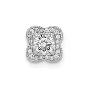 14k White Gold 4.1mm Center 1/15ct. Real Diamond Semi-mount Pendant