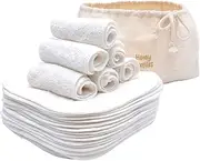 Homy Textiles Pack of 25 Bamboo Reusable Wash Cloth & Baby Wipes - 20 cm x 20 cm Soft Flannel Face Cloth with a Decorative Stylish 100% Cotton Bag - Newborn Essentials