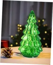 Glass Christmas Tree, Green Tabletop Christmas Tree Decorations, Forest Green