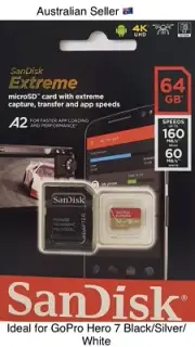 SanDisk 64GB Extreme Micro SD SDHC SDXC Class 10 Memory Card 160MBs ActionCam