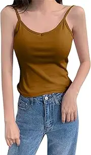 [Generic] Top for Women Spaghetti Strap Women Casual Solid Color Hollow Backless Sport Camisole Vest V Neck Tops Women