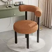 Modern Makeup Vanity Chair Stool With Carpet and Backrest - Lambswool Seat for Makeup Room, Living Room, Bedroom (Color: Khaki)
