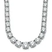 14k White Gold 50 7/8 Ct. Lab Grown Diamond VS/SI+ G+ Round 20 inch Graduated Tennis Necklace