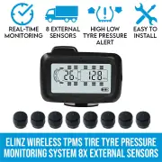 Elinz Wireless TPMS Tire Tyre Pressure Monitoring System 8x External Sensors Caravan