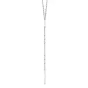 Sterling Silver Rhod-Plated Beads/Vertical Bar W/ 1In Ext. Y-Necklace