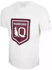 QLD Maroons State of Origin Mens White Logo Tee Sizes S-3XL BNWT