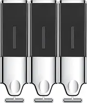 EHORIA 3-in-1 Quadrate Dispensers for The Shower, Shower Soap, Conditioner, Shampoo, No Drilled Wall Mounted, Black