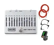 MXR M108S 10 Band EQ Effects Pedal Bundle with 2 Instrument Cables, 2 Patch C...
