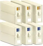 [Heyolo] 6 Pack Bed Sheet Organizer and Storage(Queen or King Size),Foldable Linen Closet Boxes with Window and Label,Bedding Storage Box for blankets,pillow cases,dorm room essentials(Beige)