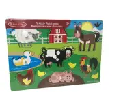 Melissa & Doug Peg Steck Puzzle Farm Animal Red Barn Picture Pieces New & Sealed