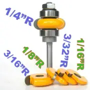 1PC 1/4" SH 1/4" radius Flute Assembly Router Bit & 4 Cutters Set sct-888