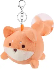 Small Plush Animal Toy, 14cm Fox Wagging Tail Rotating Interactive Plush Toy with Keychain, Novelty Animal Plush Toy for Kids Birthday Gift Party Favo