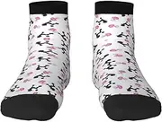 [YANYU] Girly Pink Perfume Bottle And Poodle Print Workout Everyday Socks For Men And Women All Seasons Comfortable Adult Socks