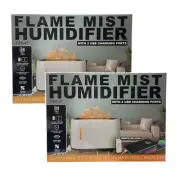 (2 Pack) Tech Squared Flame Mist Humidifier & Ultrasonic Diffuser w/ 2 USB Ports