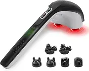 Snailax Wireless Percussion Massager with Heat, Dual Heads, Rechargeable, Neck, Back, Shoulder Pain Relief