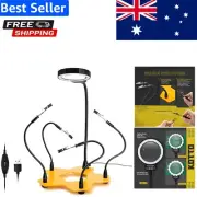 Weighted LED Magnifying Third Hand Holder with Five Precision Arms for Crafts