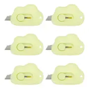 6 Pcs Cloud Shaped Retractable Box Cutters, Yellow (2.4x1.5Inch)