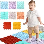 GlikCeil 8 Pcs Sensory Mat Massage Game Mats for Kids Rainbow Sensory Floor Tiles Mats Autistic Children Orthopedic Massage Puzzle (Light Colors)