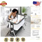 Breathable Mesh Bedside Sleeper with Detachable Mattress - Dark Grey Elegance