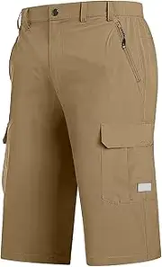 [Generic] Memory Foam Plush Men's Athletic 3/4 Compression Pants Sports Performance Active Cool Dry Running Tights Capri Athletic Leggings Yoga Gym Base Layer Polyester Pants (#A-Khaki, XL)