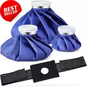 Ice Pack for Injuries Reusable: 3 Packs Ice Cold Packs with Wrap Ice Bag Hot Wa