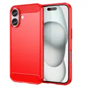 MCC Slim iPhone 16+ Plus Shockproof Soft Carbon Case Cover Apple Skin 2024 [Red]