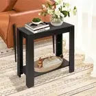 Narrow Sofa Side Table 2-Tier Open Storage Shelf for Bedroom Living Room Condos