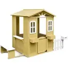 Teddy Wooden Cubby House with Picket Fence