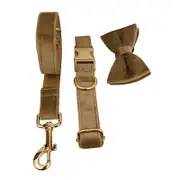 ANYWAGS Pet Bow Collar Leash Set Beige High Quality Dog Accessories