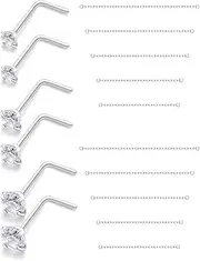 [Ftovosyo] Nose Ring Chain 22G, 20G, 18G Piercings Surgical Steel Nose Studs with Chain for Women and Men