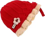 [VICASKY] Winter Hat Cute Red Knitted Beanie for Newborns Stylish Cap Warm Ear Protection for Year Christmas Celebrations Present