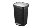 Black Rubbish Bin Recycling 45L Kitchen Waste Trash Can Pedal Dustbin Garbage Step Plastic Container Soft Closing Stainless Steel Lid Home Office