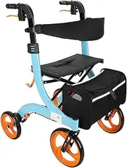 Upright Walker Walkers For Seniors Lightweight Up Rollator Walker With Seat Padded Contoured Forearm Platform With Padded Armrest & Stand Up Handles (Color : Blue)