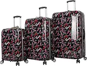 [Betsey Johnson] Luggage Hardside 3 Piece Set Suitcase With Spinner Wheels (20" 26" 30") (One Size, Flamingo Strut)…, Flamingo Strut TAMALE, Bj0001