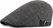 [YAMEIZE] Retro Flat Cap for Men - Baker Boy's Hat Ivy Adjustable Newsboy Cap Flat Cap Trendy Cabbie Beret Hat Peaky Cotton Driving