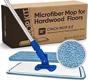 Cinch Mop - Microfiber Mop for Hardwood Floors - Flat Mops System for Wood, Tile, Laminate, Vinyl, 2 Wet Pads Refills, Reusable Micro Fiber Mopping Heads
