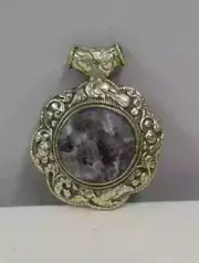 Tibetan Silver Labradorite Round Pendant