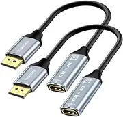 Displayport to HDMI Adapter (4K 60Hz) 2 Pack, Unidirection Display Port to hdmi Adapter Male to Female, Non-bidirectional DP Output to HDMI Input Converter (4K@60Hz, 2 Pack)