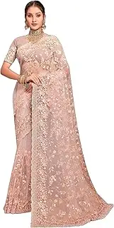 [PINKKART] Designer Beautiful Net Embroidered Work Partywear Saree UInstitched Blouse 34Nar (3)